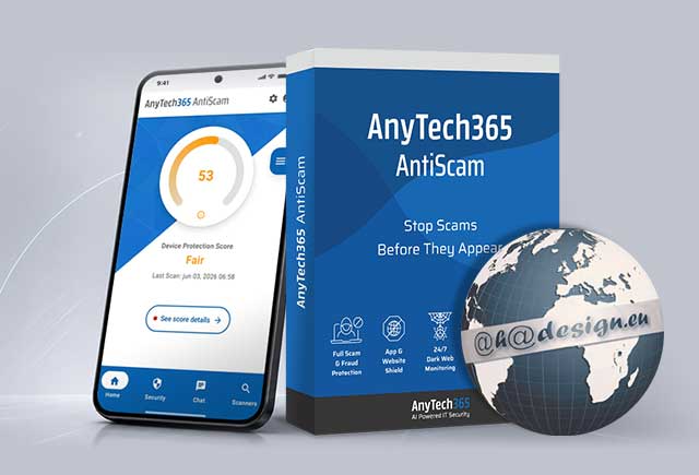 AnyTech365 AntiScam Mobile Featured by Ahadesign in Review Highlighting Advanced Scam Protection